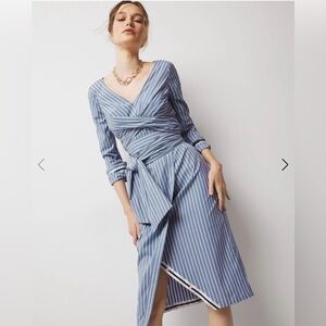 Poplin Twist-Front Midi Shirt Dress